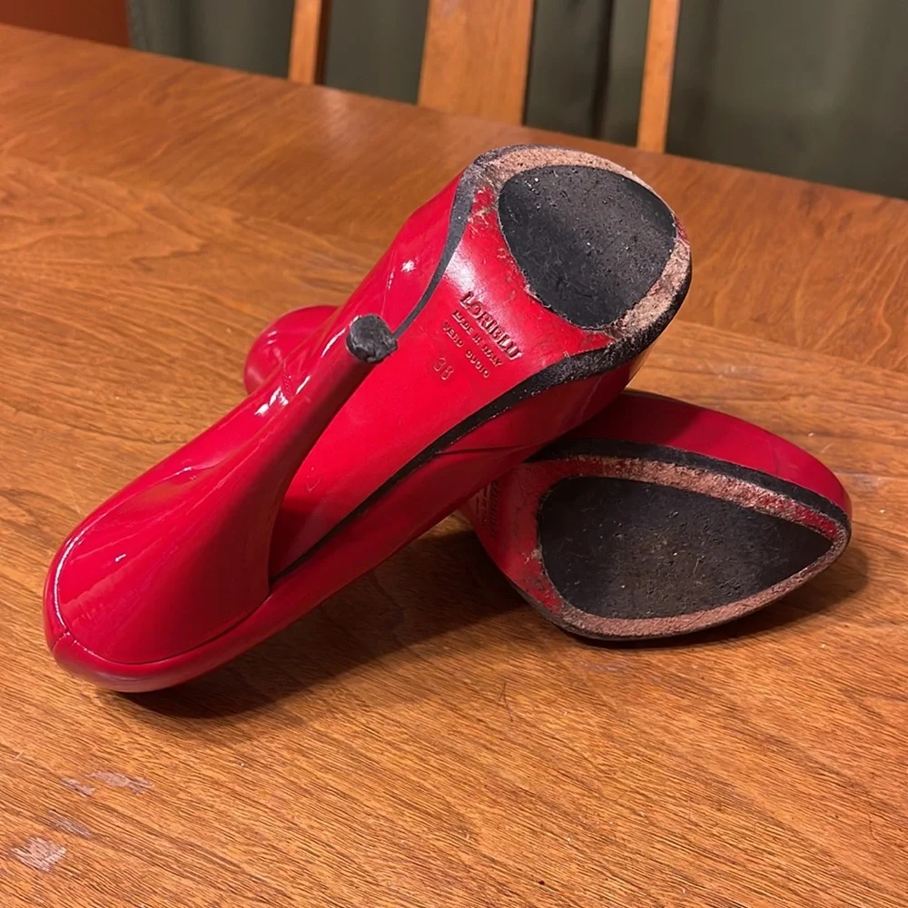 GIFTED Vintage Patent Leather Loriblu Made in Italy Red Patent Fetish Pumps 38 - Picture 7 of 15